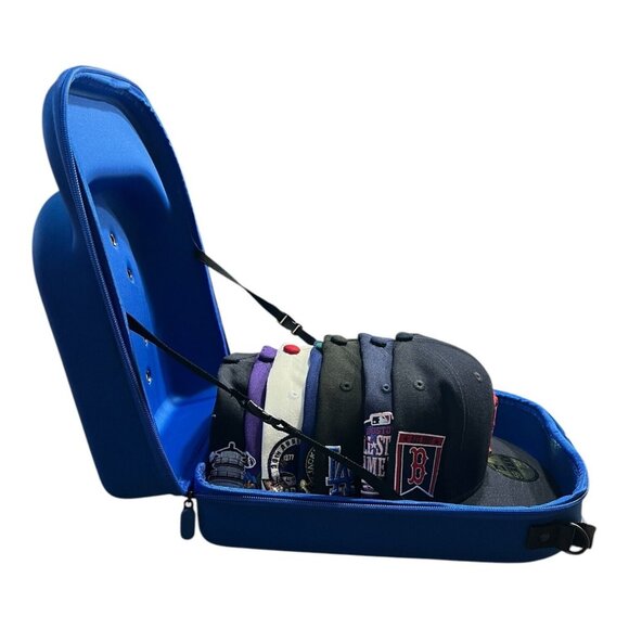 Hat Cap Carrying Carrier Case Handle Fits 6-8 Hats Carry Bag Zipper BLUE - Picture 4 of 7